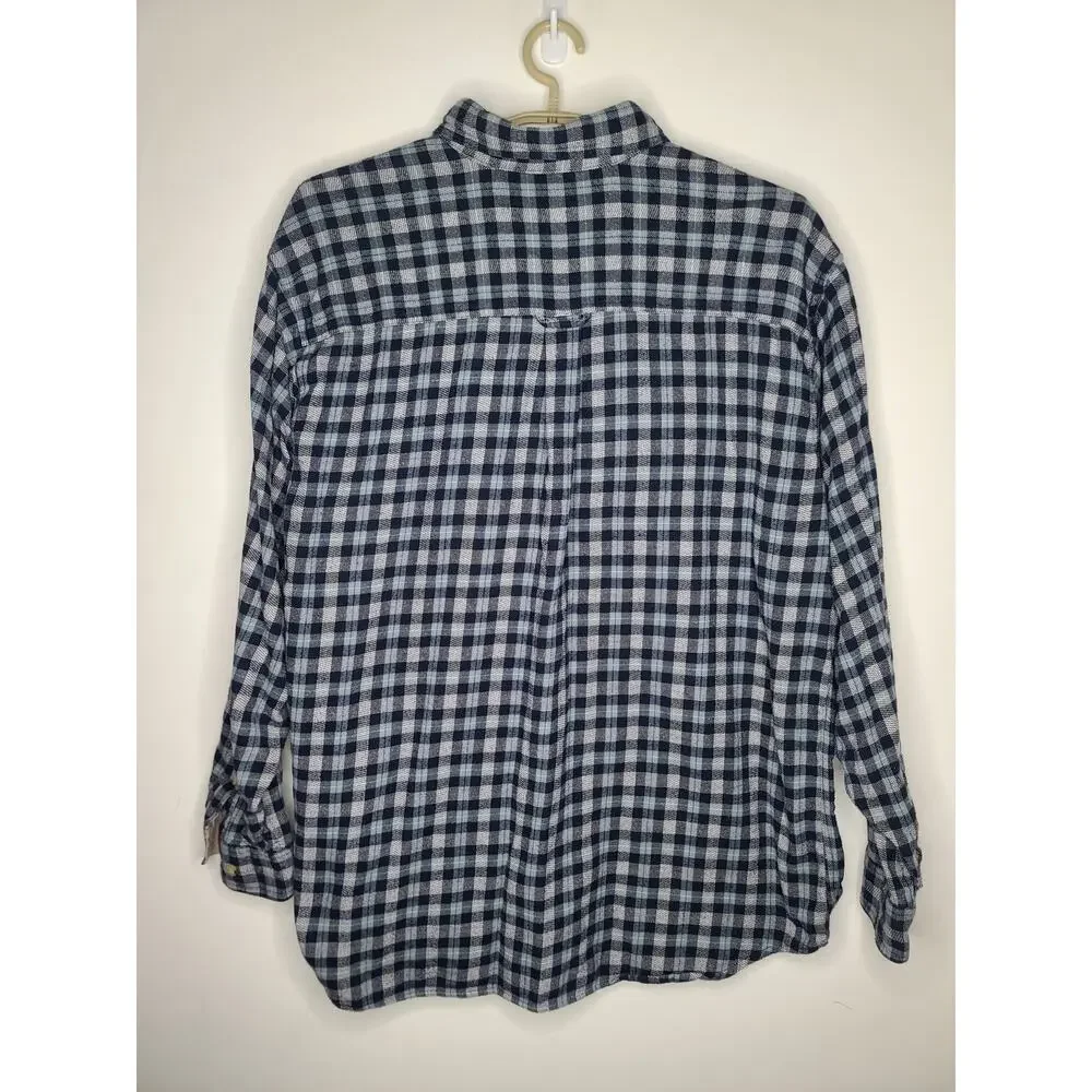 Woolrich blue grey plaid cotton long sleeve button down shirt - 2XL / XXL